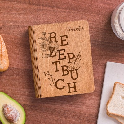 Personalisierte Familie Hölzerne Rezeptbuch für Weihnachten Geschenk