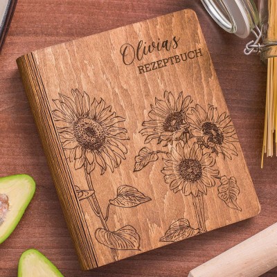 Personalisierte Familie Hölzerne Rezeptbuch für Weihnachten Geschenk