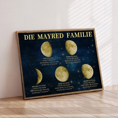Individueller Familie Universum Mondphase drucken Rahmen mit Kindernamen für Muttertag Geschenk