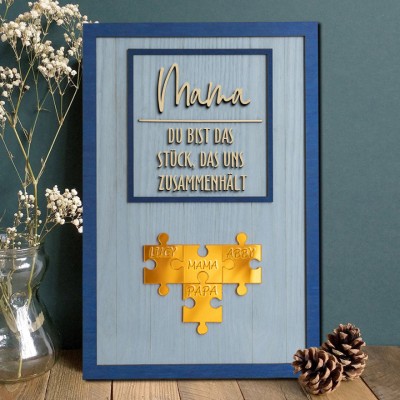 Benutzerdefinierte Mama Puzzle Zeichen mit Namen der Kinder für Mama Oma Muttertag