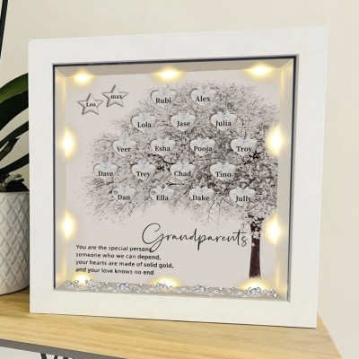 Custom Family Tree Frame With Grandchildren Names For Grandma Anniversary Christmas New Home Decor