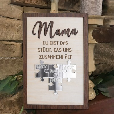 Benutzerdefinierte Mama Puzzle Zeichen mit Namen der Kinder für Mama Oma Muttertag