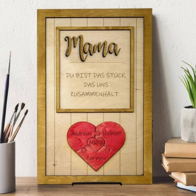 Mama Du bist das Stück, das uns zusammenhält Personalisiertes Mama Puzzle Zeichen Geschenk für Mama