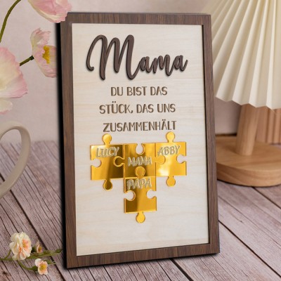 Benutzerdefinierte Mama Puzzle Zeichen mit Namen der Kinder für Mama Oma Muttertag