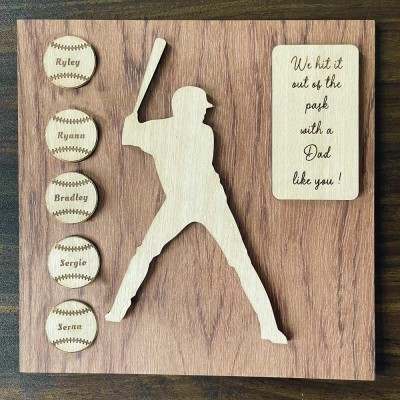 Personalisierte Baseball-Plakette mit 1-8 Namen eingraviertem Vatertagsgeschenk