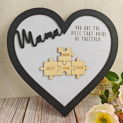 Mama Du bist das Stück, das uns zusammenhält Personalisiertes Mama Puzzle Zeichen Geschenk für Mama