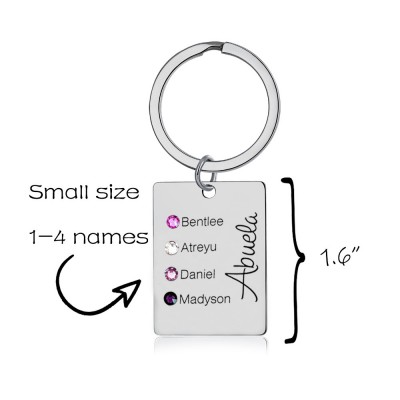 Personalisierte 1-5 Gravur Namen mit Geburtsstein Schlüsselanhänger Geschenk für den Monatstag