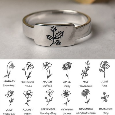 Personalisiertes Familiengeburts-Blumen-Monats-Ring-Geschenk für Sie