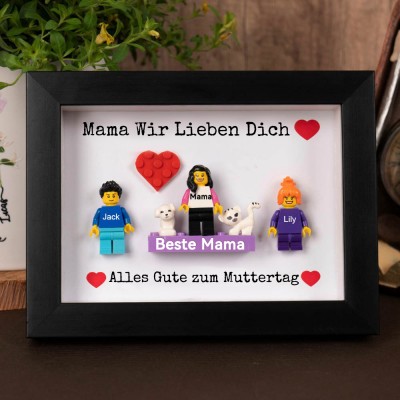 Personalisierte Kleine Figur mit Rahmen und Ziegelstein für Mama Muttertag Geschenk
