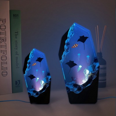 Harz-Ozean-Holz-Lampe, Mantarochen, Qualle, Nemo und Paar, Taucher, Heimdekoration, Weihnachtsgeschenk