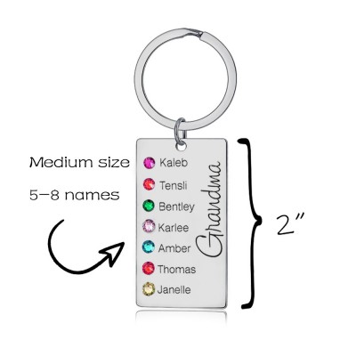 Personalisierte 5-9 Gravurnamen mit Geburtsstein Schlüsselanhänger Geschenk für den Monatstag