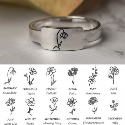 Personalisiertes Familiengeburts-Blumen-Monats-Ring-Geschenk für Sie