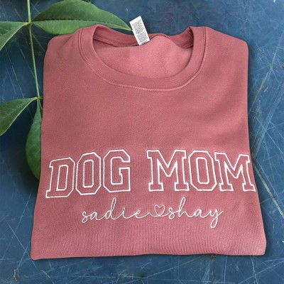 Individuell Bestickt Hund Mama Sweatshirt Hoodie mit Namen für Muttertag Haustierliebhaber Geschenkideen