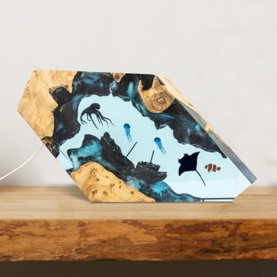 Harz-Ozean-Holz-Lampe, Mantarochen, Qualle, Nemo und Paar, Taucher, Heimdekoration, Weihnachtsgeschenk