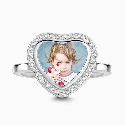 S925 Sterling Silber Personalisierter Fotoring