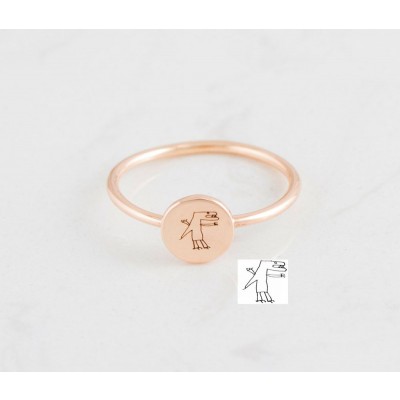 Gedenk-Handschrift-Disc-Ring | Tatsächlicher Handschrift-Bandring | Geschenke für Mama