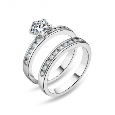 S925 Silber Verlobungsring 2er Set
