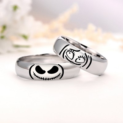 Personalisierte Lovely Jack Skellington und Sally Couple's Band Set Ringe