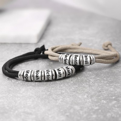 Personalisiertes Herrenarmband mit gravierten Namensperlen mit 1-10 Perlen