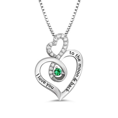 Benutzerdefinierte Infinity Herz Geburtsstein s925 Sterling Silber Halskette