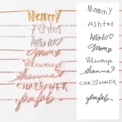 S925 Silberne benutzerdefinierte tatsächliche Handschrift Halskette