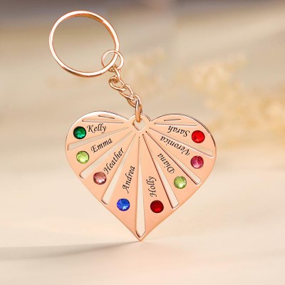 Personalisierte 1-8 Gravur Namen mit Geburtsstein Schlüsselanhänger Geschenk
