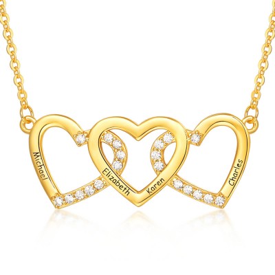 Personalisierte Goldherzen gravierte Namensketten mit 2-3 Liebesherzen Schmuck für Sie