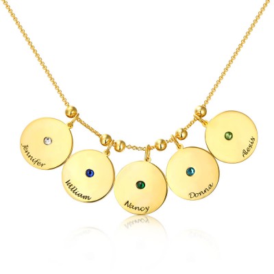 Personalisierte Geburtssteine ​​Anhänger Namenskette mit 1-10 Charms