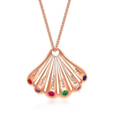 18 Karat Rosévergoldung Personalisierte Muschelform Anhänger 1-9 Name Geburtsstein Halskette