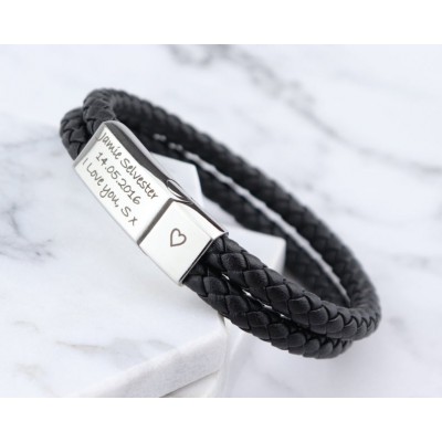 Herren Lederarmbänder mit graviertem Namen
