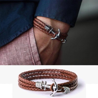 Neue heiße Art-Männer-Geschenke Personalisierte Anker-Namen-Gravur-Lederarmbänder