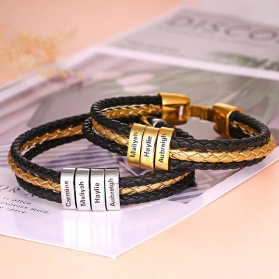 Herren personalisiertes graviertes Namensperlenarmband für ihn Geschenk