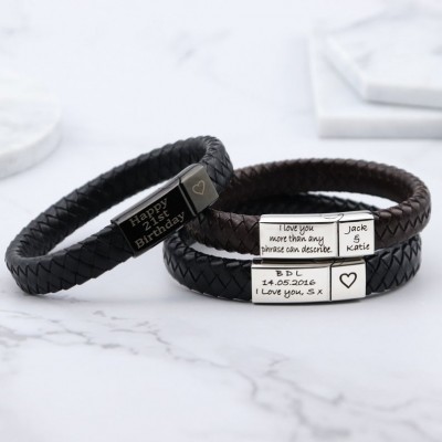Herren Lederarmbänder mit graviertem Namen