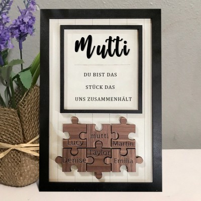 Personalisierte Muttertagsgeschenk Mama Du bist das Teil, das uns zusammenhält Puzzleteile Namensschild Wanddekoration