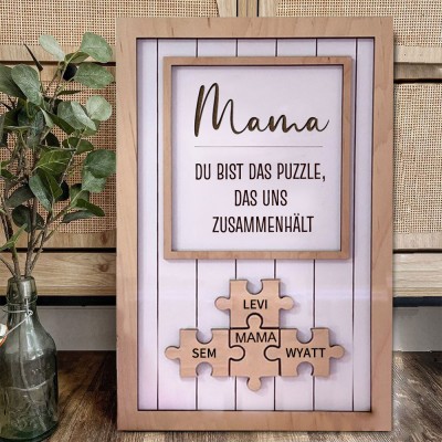 Benutzerdefinierte Mama Puzzle Zeichen mit Namen des Kindes für Mama/Oma Weihnachtsgeschenk