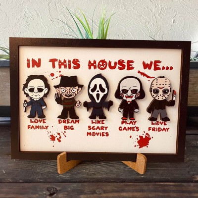 Happy Halloween Horror Movie Sign Home Decor