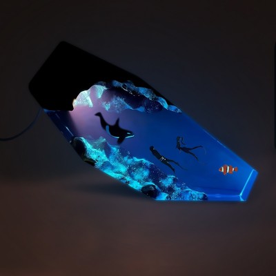 Harz Ozean Holz Lampe Buckelwal Nemo und Paar Taucher Home Decor Weihnachtsgeschenk