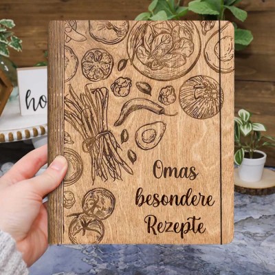 Individuelles Familien-Rezeptbuch aus Holz für Mama, Oma, Geschenkideen zum Weihnachtstag