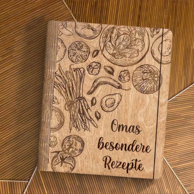 Individuelles Familien-Rezeptbuch aus Holz für Mama, Oma, Geschenkideen zum Weihnachtstag