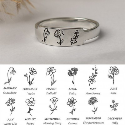 Personalisiertes Familiengeburts-Blumen-Monats-Ring-Geschenk für Sie