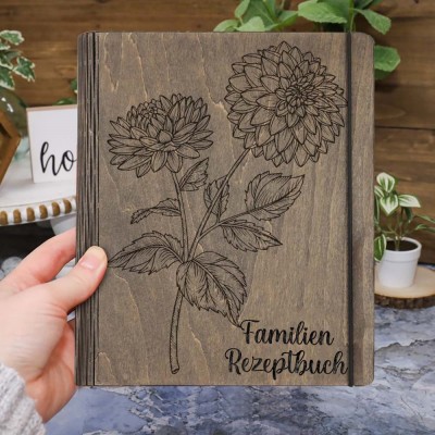 Personalisiertes Familien-Rezeptbuch aus Holz für Mama, Oma, Geschenkideen zum Weihnachtstag