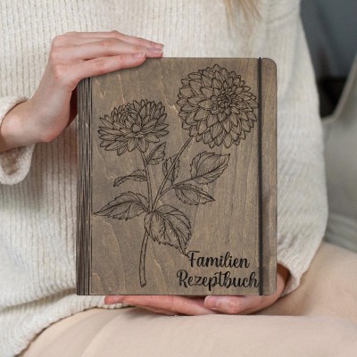 Personalisiertes Familien-Rezeptbuch aus Holz für Mama, Oma, Geschenkideen zum Weihnachtstag