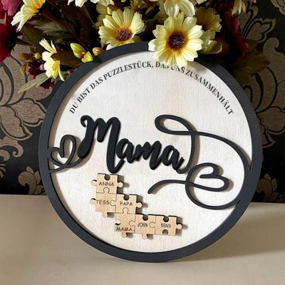 Personalisierte Muttertagsgeschenk Mama Du bist das Teil, das uns zusammenhält Puzzleteile Namensschild Wanddekoration
