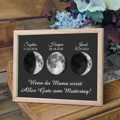 Personalisierte Wenn Sie eine Mama werden Mondphase Druckrahmen Geschenk für Muttertag
