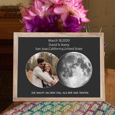 Individueller Paar Mondphase Holz Zeichen für Valentinstag Geschenk Liebe dich zum Mond und zurück