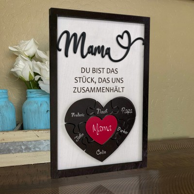 Mama Du bist das Stück, das uns zusammenhält Personalisiertes Mama Puzzle Zeichen Geschenk für Mama