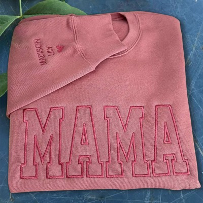 Individuell Bestickt Mama Sweatshirt Hoodie mit Kindernamen für Muttertag Geschenkideen