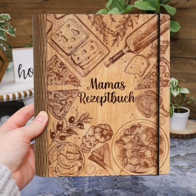 Individuelles Familien-Rezeptbuch aus Holz für Mama, Oma, Geschenkideen zum Weihnachtstag