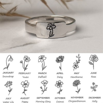 Personalisiertes Familiengeburts-Blumen-Monats-Ring-Geschenk für Sie