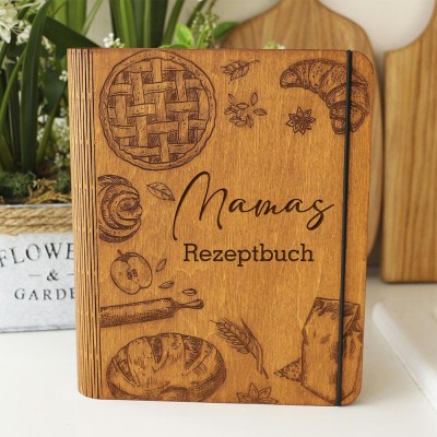 Personalisierte Mama Hölzerne Rezeptbuch Für Weihnachten Geschenk